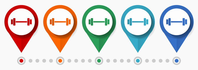 Aufkleber - Sport, fitness concept vector icon set, flat design pointers, infographic template