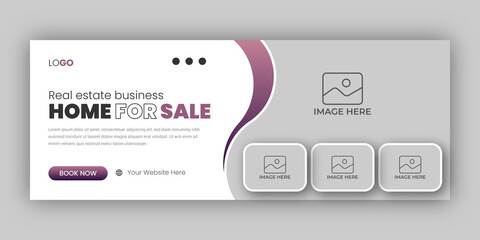 Wall Mural - real estate web banner and social media facebook cover template