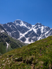 Wall Mural - Greater Caucasus Range.  Glacier Seven on mount Donguz-Orun in Elbrus region. Summer landscape