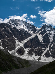 Wall Mural - Greater Caucasus Range.  Glacier Seven on mount Donguz-Orun in Elbrus region. Summer landscape