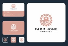 Farmhouse With Compass Logo Design And Business Card