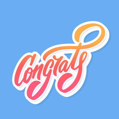 Canvas Print - Congrats. Greeting card. Vector handwritten lettering.