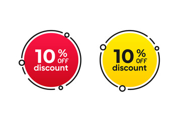 Poster - 10 percentage circle discount tag icons collection. Set of red and yellow sale labels