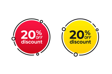 Canvas Print - 20 percentage circle discount tag icons collection. Set of red and yellow sale labels