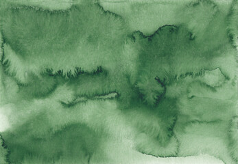 Poster - Abstract green watercolor background texture, hand painted. Artistic emerald color backdrop, stains on paper. Aquarelle painting wallpaper.