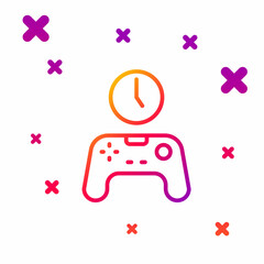 Sticker - Color line Gamepad of time icon isolated on white background. Time to play games. Game controller. Gradient random dynamic shapes. Vector