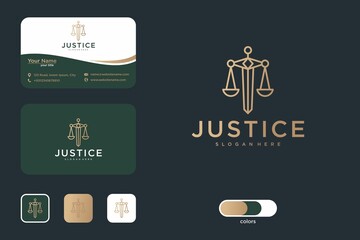 Wall Mural - Justice logo design with sword shaped and business card