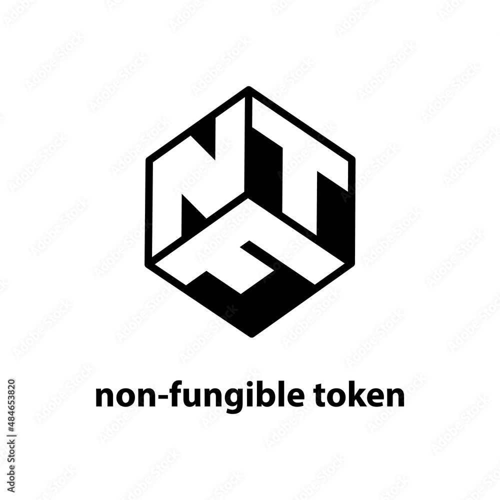 NFT text icon. NFT Abbreviation on the faces of a 3D cube. Black crypto art  logo. Stock Vector | Adobe Stock
