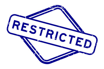 Sticker - Grunge blue restricted word rubber square seal stamp on white background