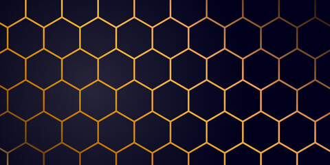 gold halftone with hexagon pattern design background. Hexagon geometric business ornament background. 