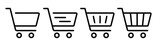 Fototapeta  - Shopping cart icon. Shopping trolley in outline. Web cart in line. Shop symbol in black. Trolley icon set. Stock vector illustration