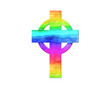 Christian Christ Cross symbol, LGBT Gay Pride Rainbow Flag icon logo illustration
