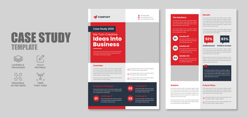 Minimal business case study flyer template. Corporate project annual report layout with company logo & icon. Professional marketing poster, brochure or research paper background.        