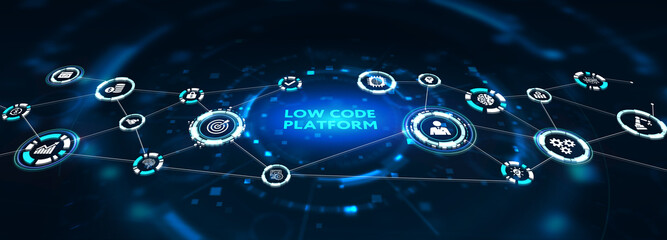 Low Code software development platform technology concept. 3d illustration