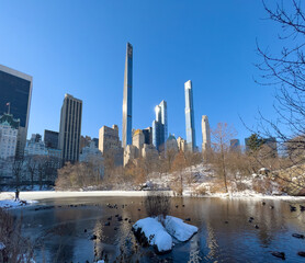 Sticker - Central Park in New York City in winter snow