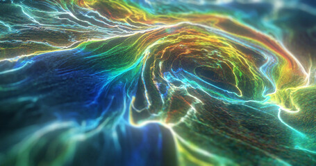 Wall Mural - abstract multicolor digital particles wave with bokeh background. colorful pattern. digital effects.