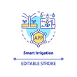 Smart irrigation concept icon. Home automation device abstract idea thin line illustration. Farm automation. Isolated outline drawing. Editable stroke. Arial, Myriad Pro-Bold fonts used
