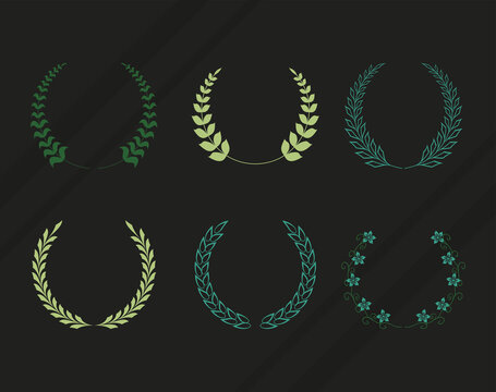 six laurel wreaths icons