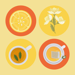 Canvas Print - four tea drink icons