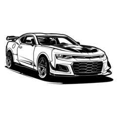 Black And White Car Illustration For Conceptual Design