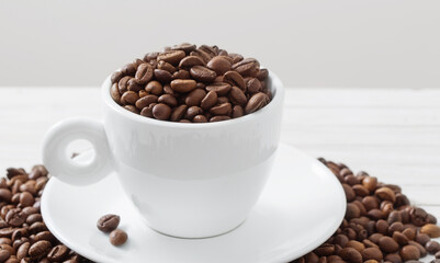 Wall Mural - coffee beans on a white background