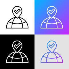 Wall Mural - destination thin line icon: pointer on the globe. modern vector illustration.