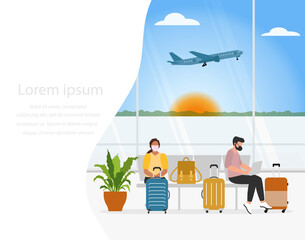 Vector Travel Airport Plane People Tourist Baggage