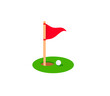 Flag in Hole vector isolated icon. Golf Flag emoji illustration. Golf Hole with Flag vector isolated emoticon