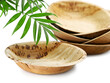 environmentally bowl made of Areca palm leaf on white background, eco-friendly plates made from palm tree waste
