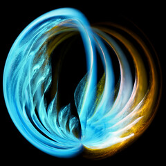 Wall Mural - abstract fantasy, shiny luminous blue waves, colored swirl, organic shape. 3d rendering