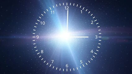 Wall Mural - infinity cosmos time looping clock on artistic glowing light universe science animation background.