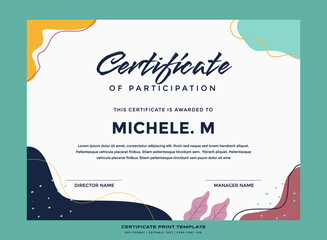 Abstract nature certificate print template premium vector