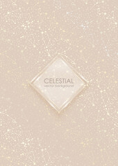 Wall Mural - vector celestial luxury background in light soft nude colors with zodiac constellations, golden line