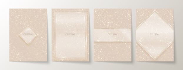 Wall Mural - vector celestial luxury backgrounds set in light soft nude colors with zodiac constellations, golden