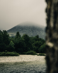 Canvas Print - The mist-clad hills covered with greenery in the morning