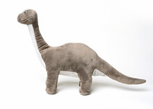Brontosaurus Dinosaur Plush Toy Side View Isolated On White Background
