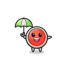 Poster - cute emergency panic button illustration holding an umbrella