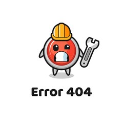 Poster - error 404 with the cute emergency panic button mascot