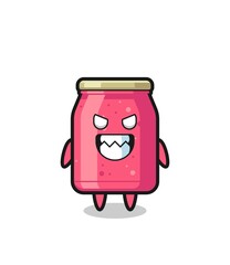 Sticker - evil expression of the strawberry jam cute mascot character