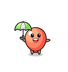 Sticker - cute balloon illustration holding an umbrella