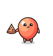 Sticker - cute balloon cartoon eating pizza