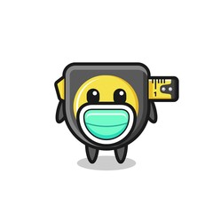 Poster - cute tape measure cartoon wearing a mask