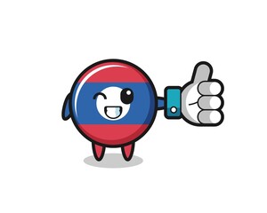 Wall Mural - cute laos flag with social media thumbs up symbol