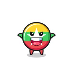 Sticker - the illustration of cute myanmar flag doing scare gesture