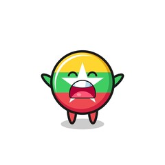 Poster - cute myanmar flag mascot with a yawn expression