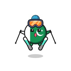 pakistan flag mascot character as a ski player