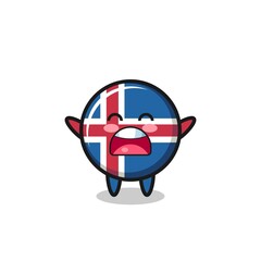 Poster - cute iceland flag mascot with a yawn expression