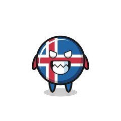 Sticker - evil expression of the iceland flag cute mascot character