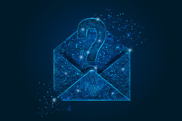 Wall Mural - abstract isolated image of a letter, mail or message with a question mark. polygonal illustration lo