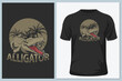 Crocodile or alligator t-shirt vector print. Poster vector illustration.